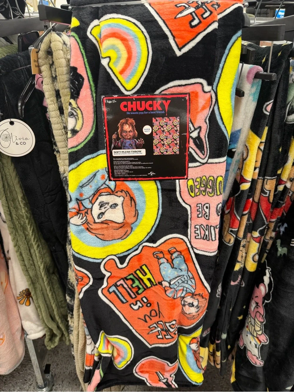 Chucky Black Multi-Color throw blanket